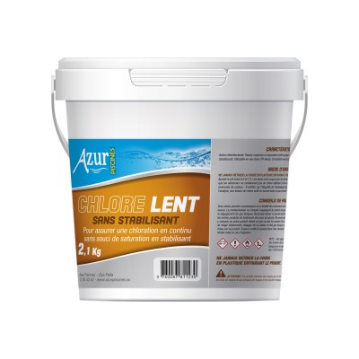 AZUR PISCINE CHLORE LENT SANS STABILISANT STICK 2.1KG