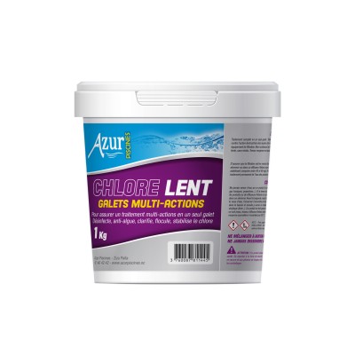 AZUR PISCINE CHLORE LENT 1KG MULTIACTIONS