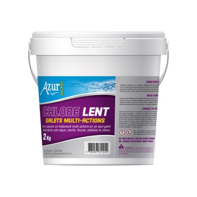 AZUR PISCINE CHLORE LENT 2KG MULTIACTIONS