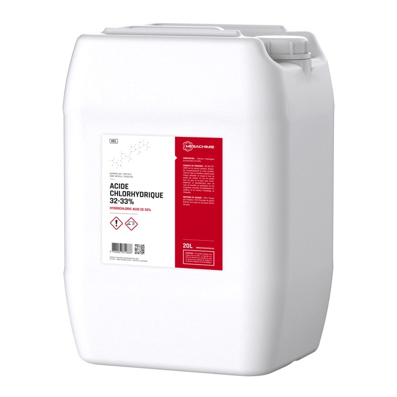 ACIDE CHLORHYDRIQUE 32/33% TECHNIQUE BIDON 20L ACIDE CHLORHYDRIQUE 32/33% TECHNIQUE BIDON 20L