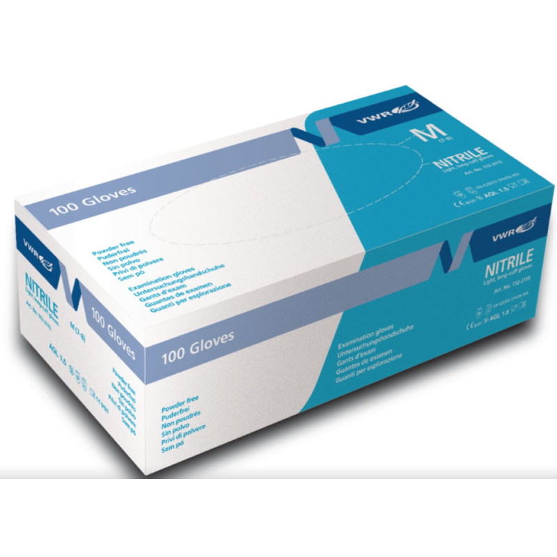GANTS NITRILE NON POUDRES BLEU T M PK100