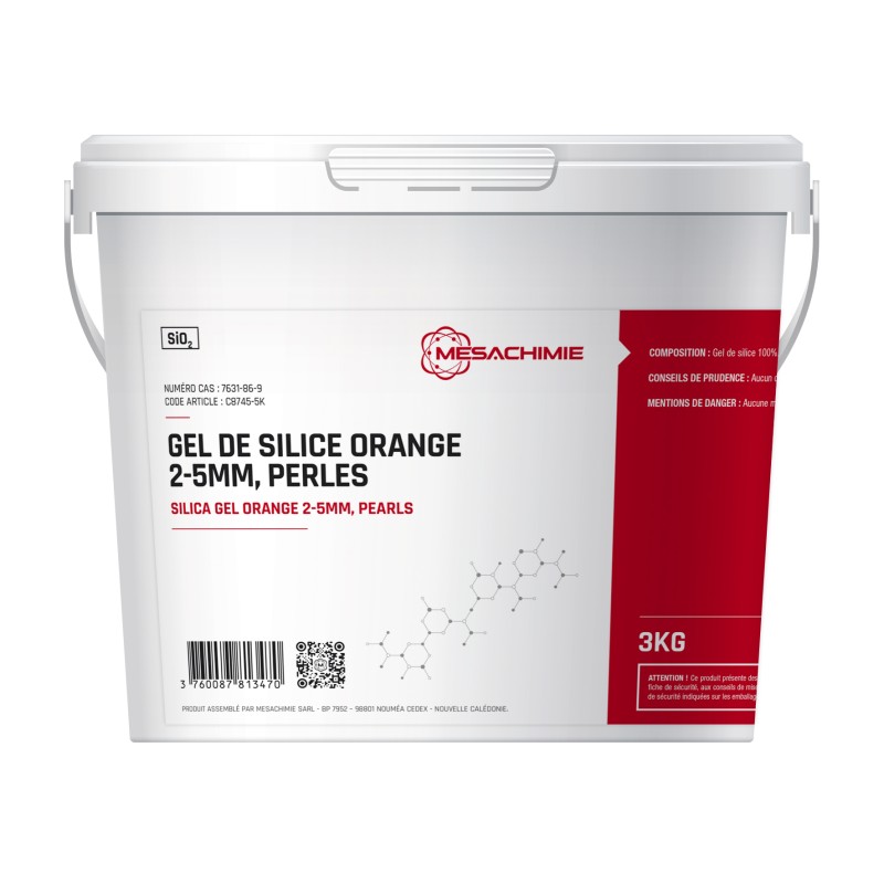 GEL DE SILICE ORANGE 2-5MM SEAU 3KG GEL DE SILICE ORANGE 2-5MM SEAU 3KG