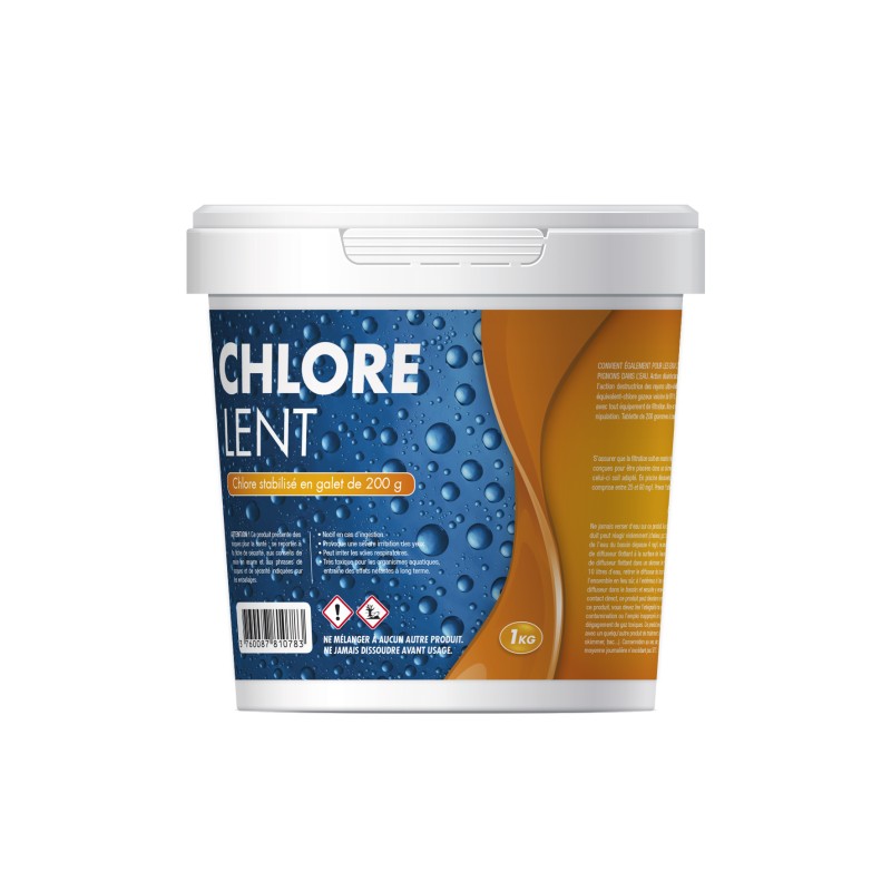 CHLORE LENT GALET 1KG CHLORE LENT GALET 1KG