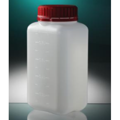 FLACON CARRE 1000ML PEHD BOUCHON ROUGE PK90 GOSSELIN