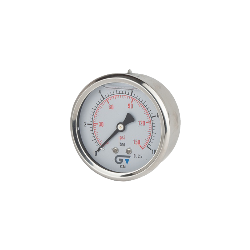 MANOMETRE 0-10 BARS Ø63MM INOX/LAITON G1/4", AVEC GLYCERINE, AXIAL