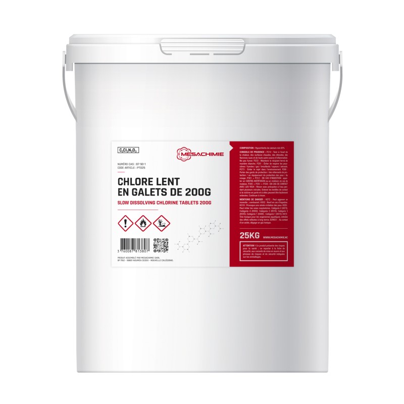 CHLORE MULTIACTIONS LENT  25 KG  GALET TOUQUE