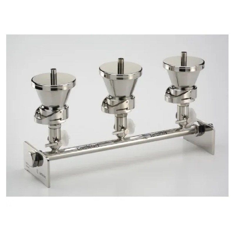 RAMPE 3 POSTES COMPLETE INOX - ENTONNOIR 100ML SARTORIUS