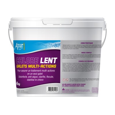 AZUR PISCINE CHLORE LENT 4KG MULTIACTIONS