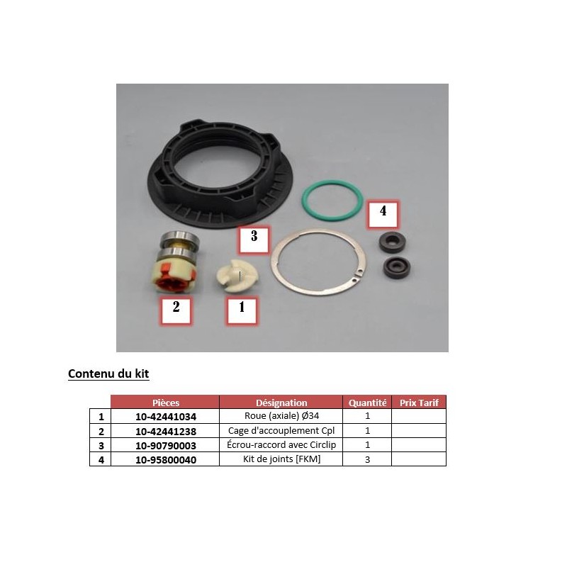 Kit de pièces de rechange complet F 424 PP/PVDF 41/36-FKM FLUX