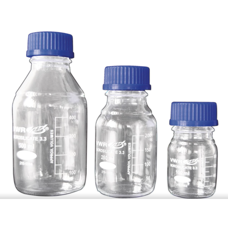 FLACON 2000ML VERRE BOUCHON BLEU PP VWR COLLECTION