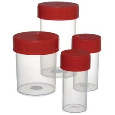 POT 180ML BOUCHON A VIS ROUGE STERILE PK264