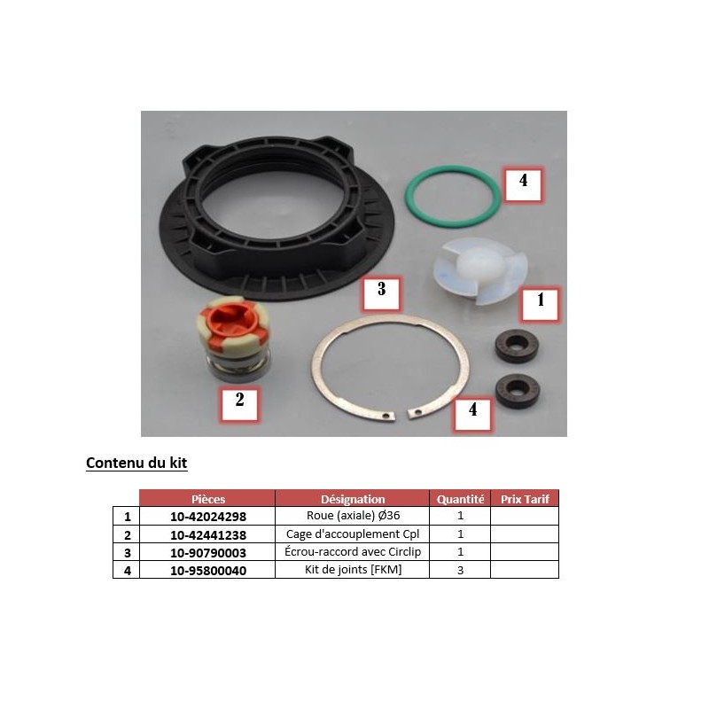 Kit de pièces de rechange complet F 424 PP/PVDF 41/36-FKM FLUX